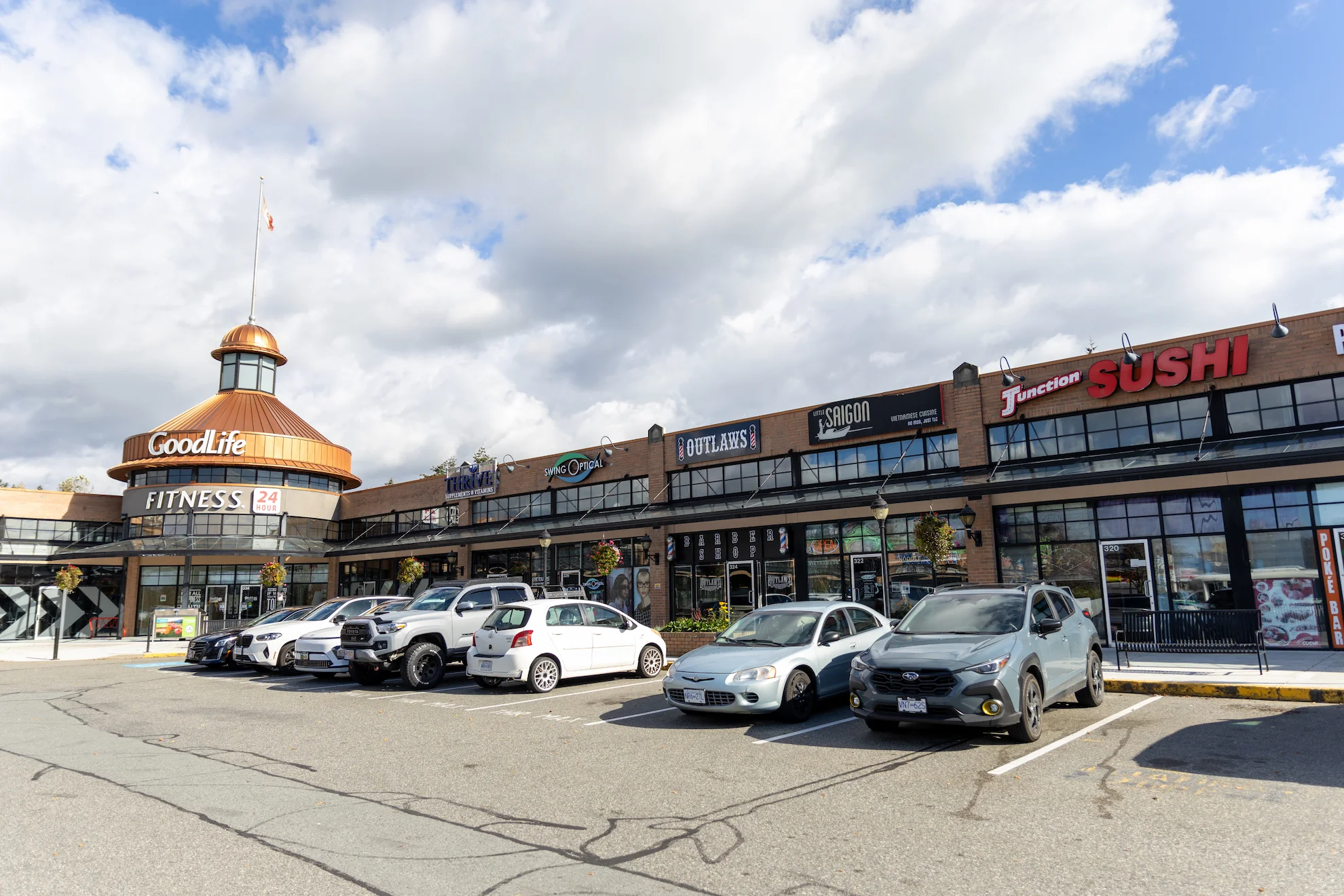 Heritage Park Marketplace in Mission, BC, with shops and fitness amenities located minutes from Madison townhomes on Cherry Avenue.